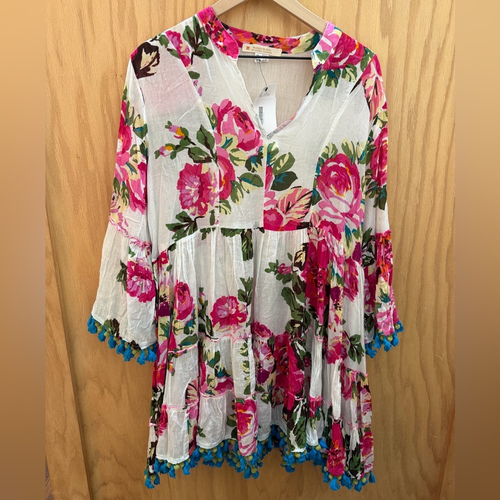 Blanco de Ibiza Isabel Tavares Women’s Floral Pink and White Dress